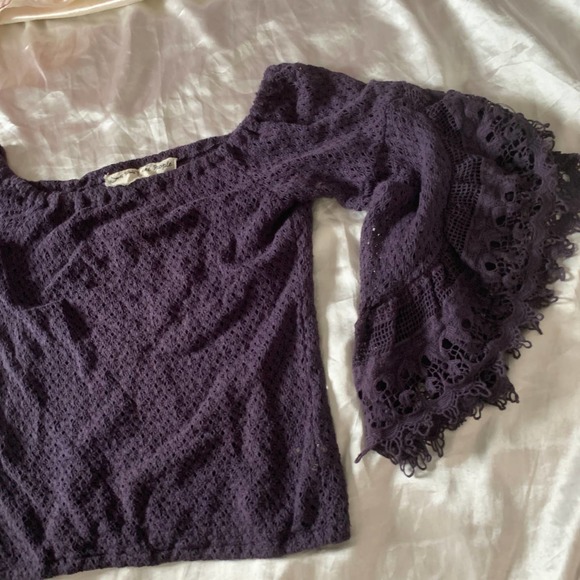 Jens Pirate Booty Free People XS Chemical Lace Off The Shoulder Top Purple Boho - Picture 13 of 14